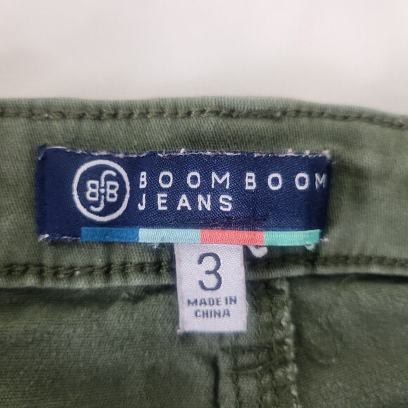 Boom Boom Denim Shorts Juniors 3 Green Jean High Rise Womens Distressed‎ - Picture 8 of 12